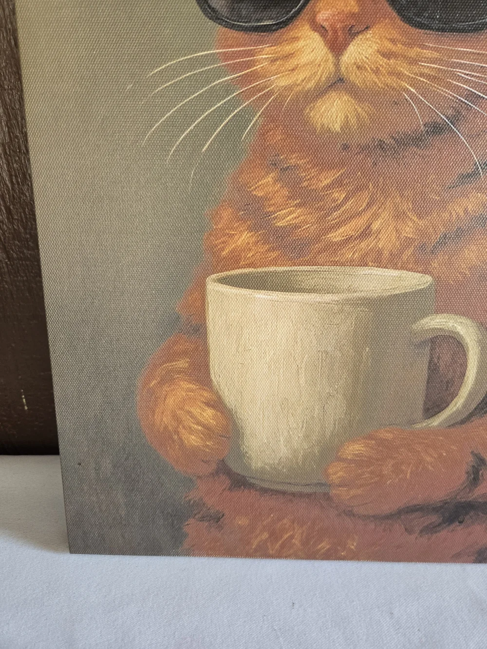 Orange Tabby Cat Canvas Wall Art – Cute Coffee Cat Sunglasses & Wet Hair Poster